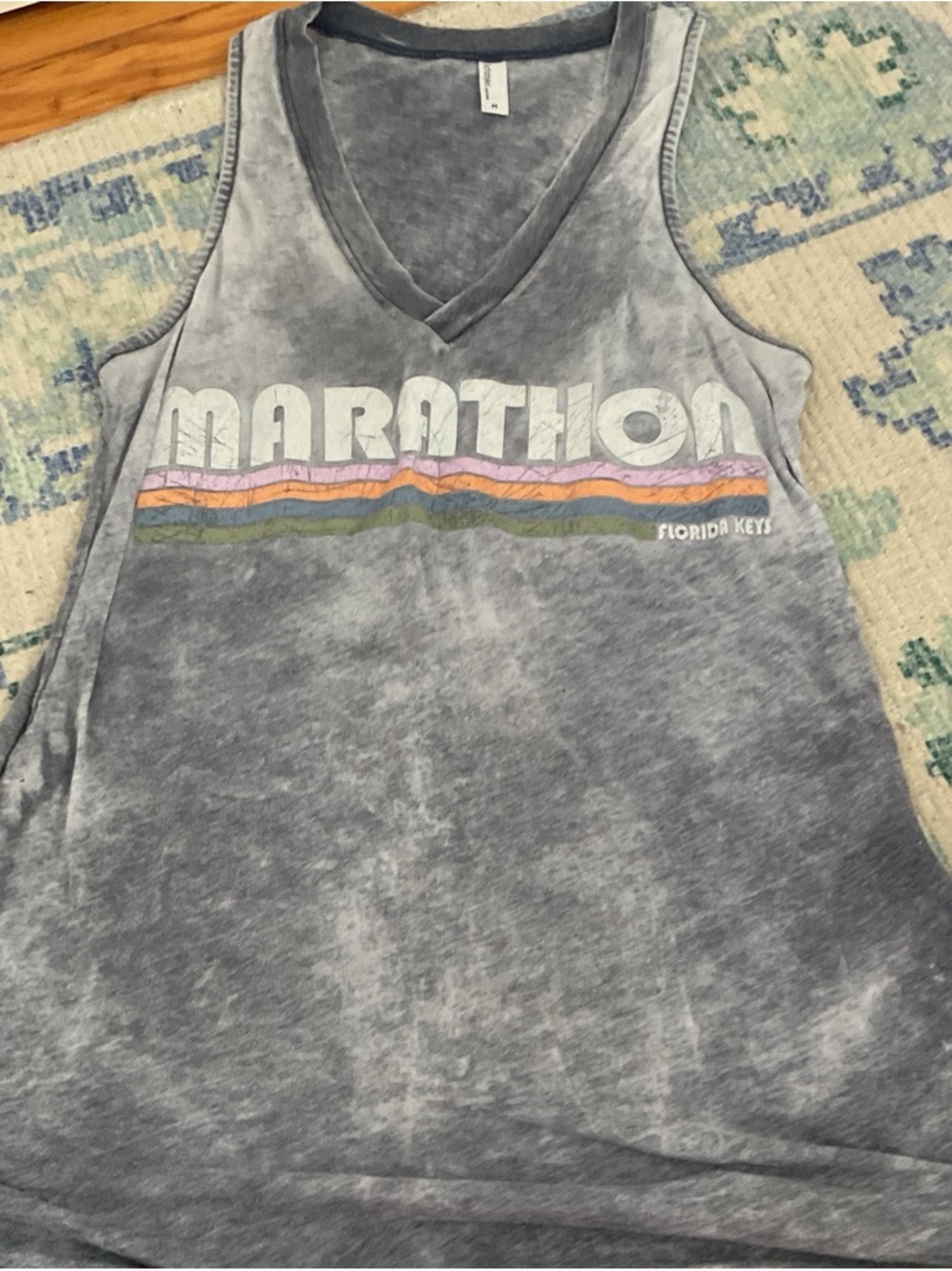 Marathon Florida Keys Gray Vintage-Style V-Neck Tank Top